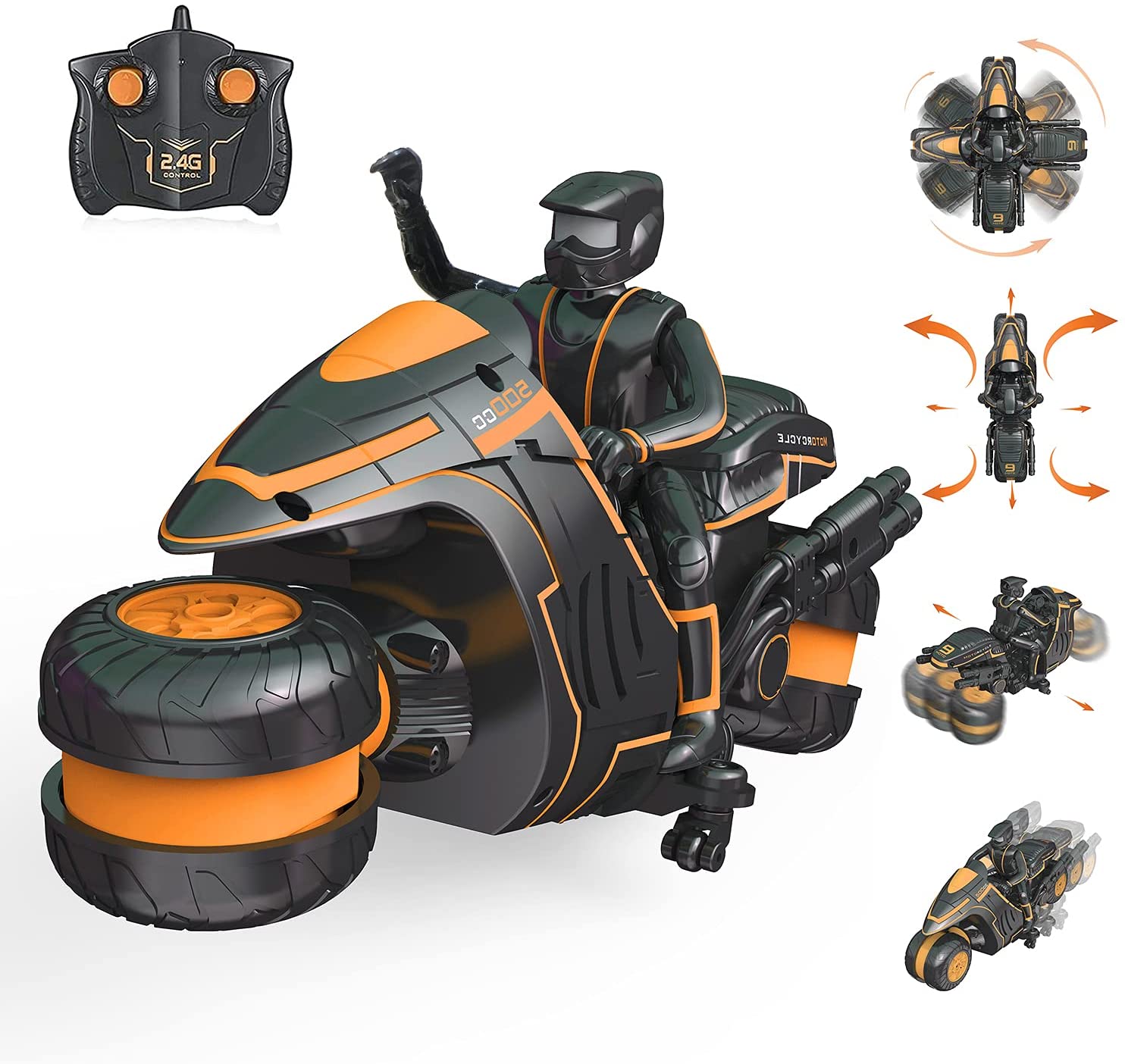 Flytec Rc Motorcycle With Rechargeable Batteries 360 Degree Rotatable Drift Remote Control Motorbikes Kids Radio Control Toys