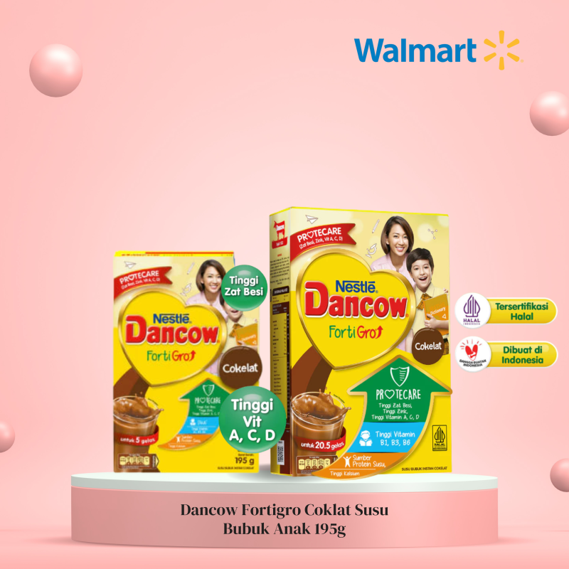 Dancow Fortigro Coklat Susu Bubuk Anak 195g